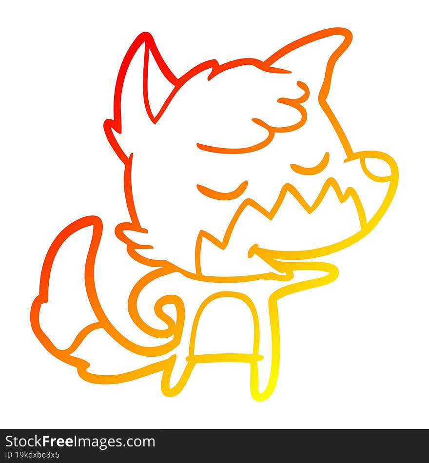 warm gradient line drawing friendly cartoon fox