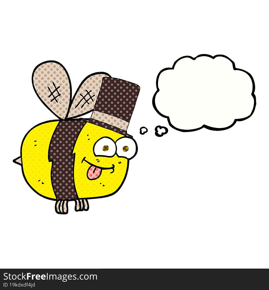 thought bubble cartoon bee wearing hat