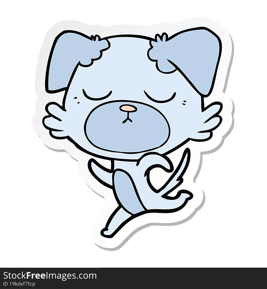 Sticker Of A Cute Cartoon Dog