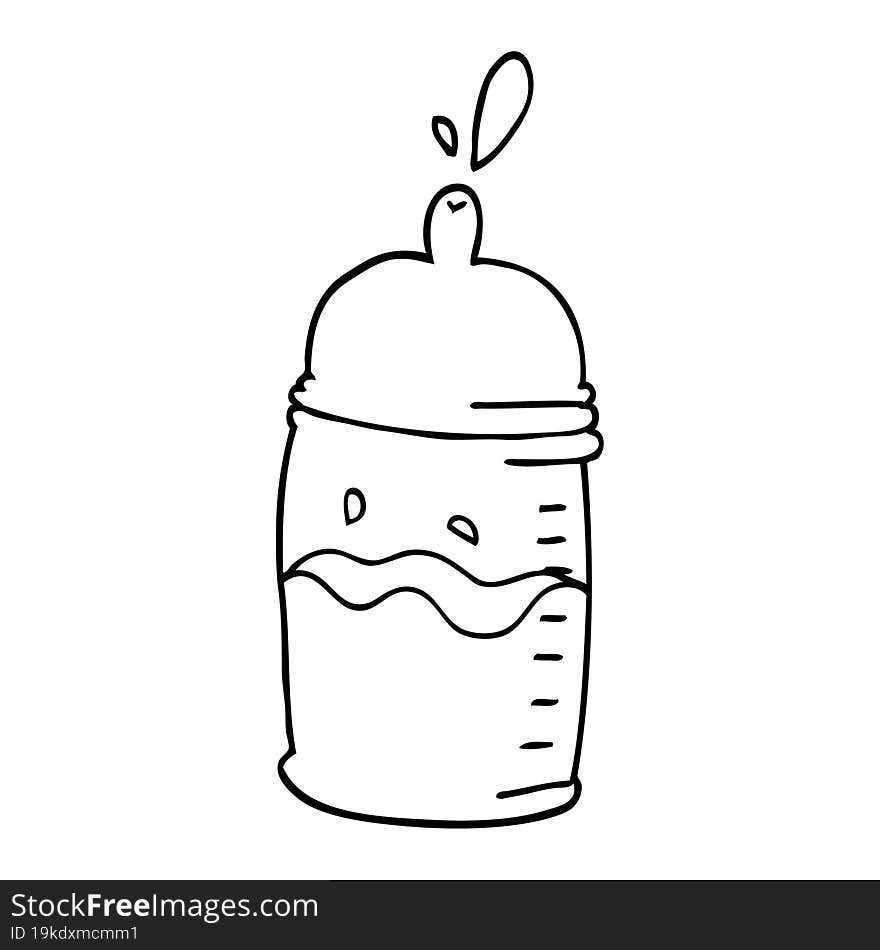 Line Drawing Cartoon Baby Bottle