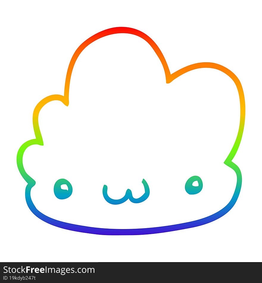 rainbow gradient line drawing cute cartoon cloud