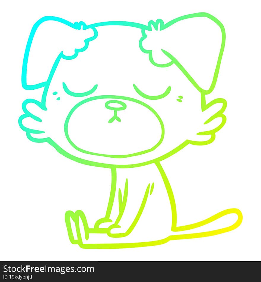 cold gradient line drawing of a cute cartoon dog