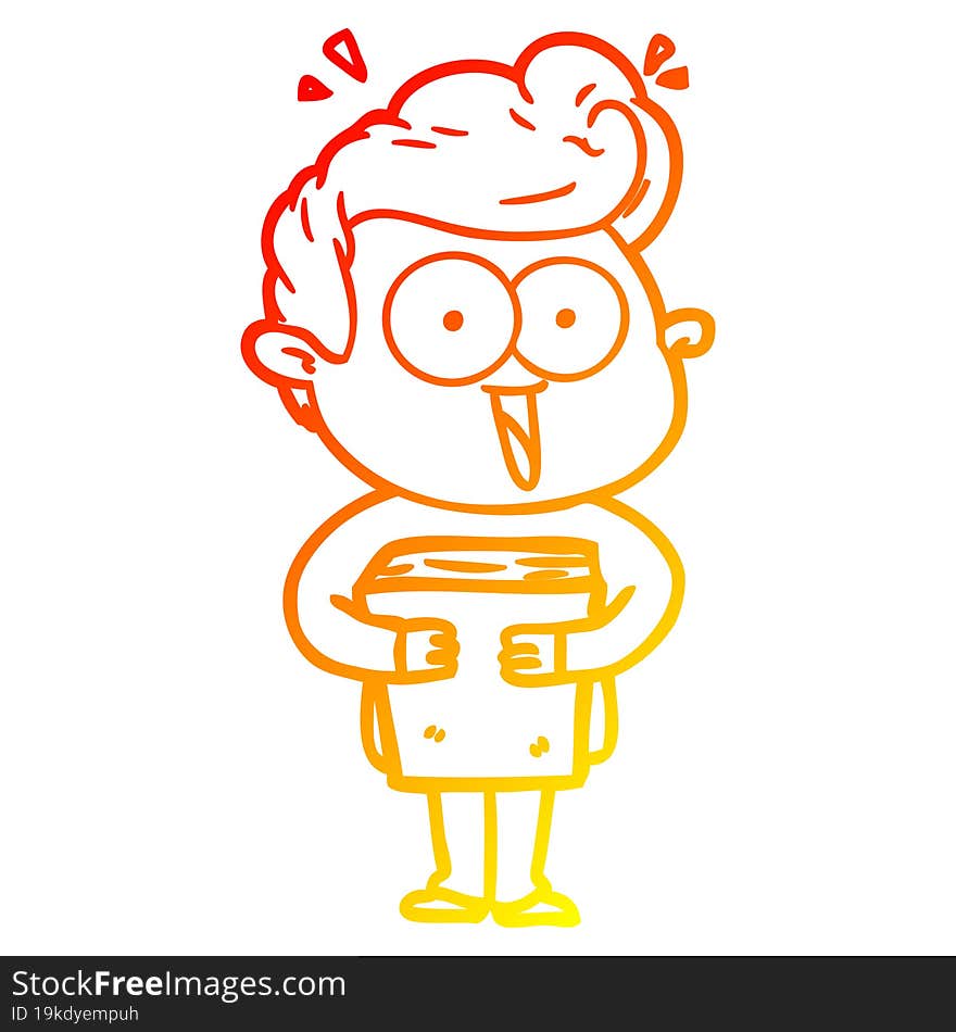 Warm Gradient Line Drawing Cartoon Man With Book