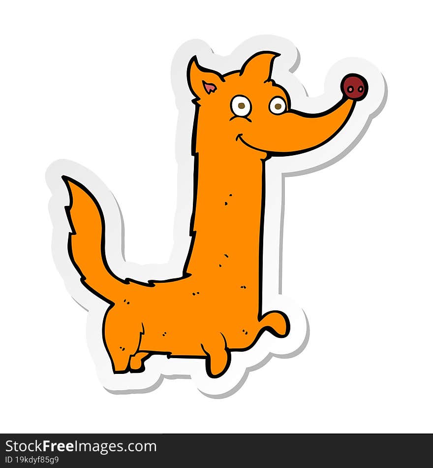 Sticker Of A Cartoon Happy Dog