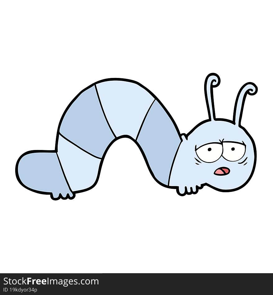 cartoon tired caterpillar. cartoon tired caterpillar