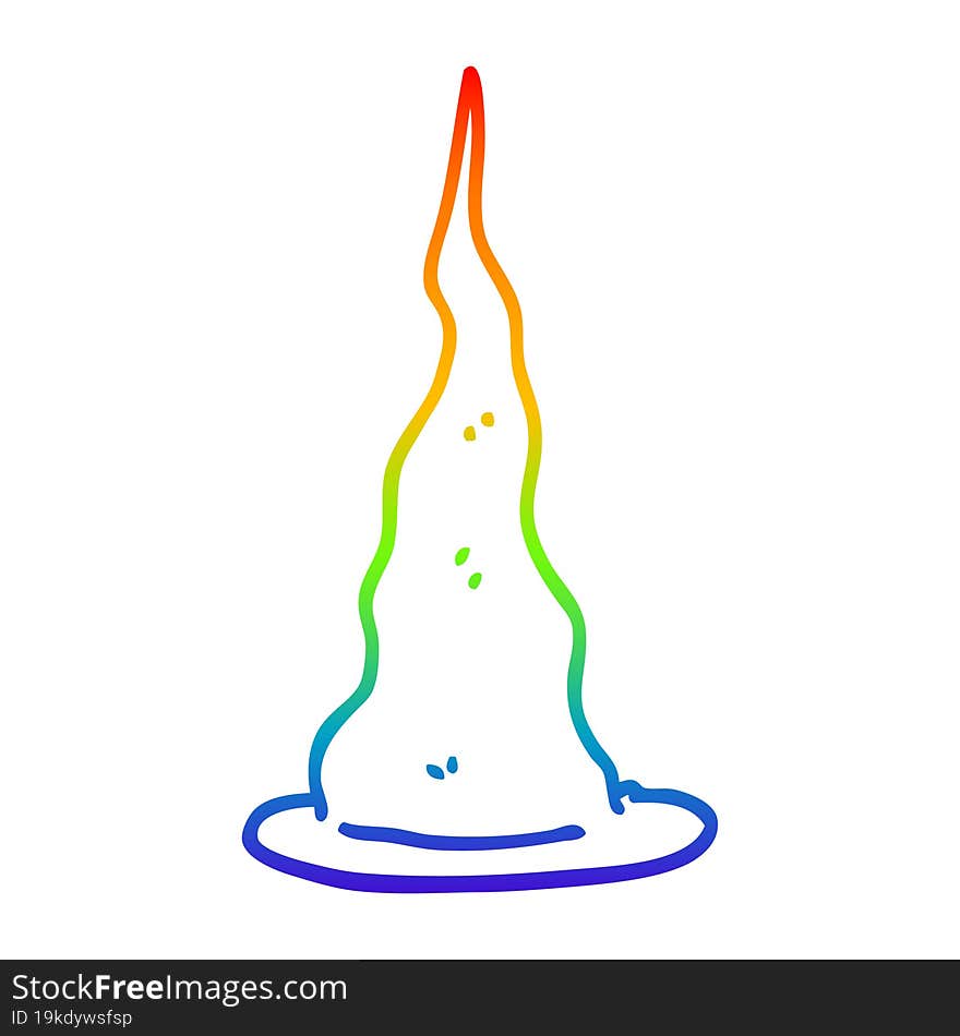 rainbow gradient line drawing cartoon witch hat