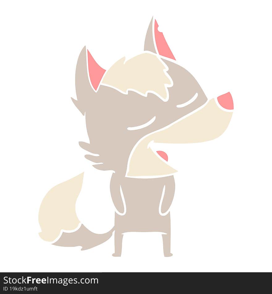 flat color style cartoon wolf laughing