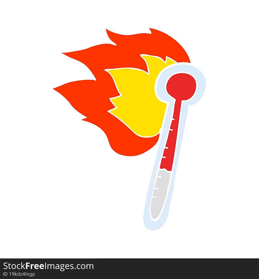 flat color illustration of a cartoon temperature gauge getting too hot