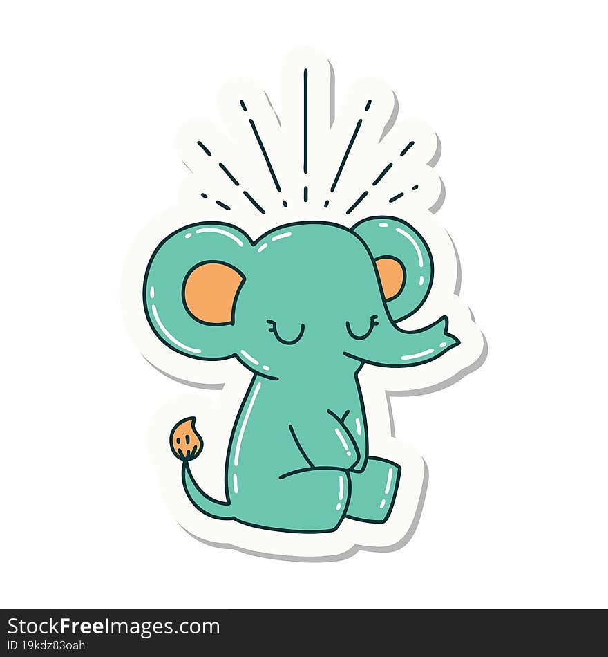 sticker of tattoo style cute elephant