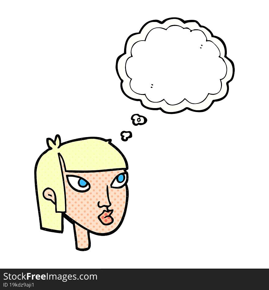 Thought Bubble Cartoon Female Face