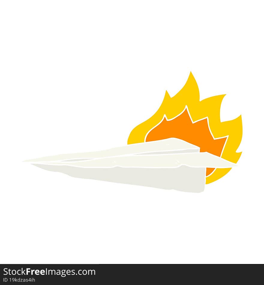 Flat Color Style Cartoon Burning Paper Airplane