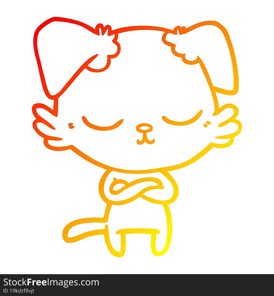 Warm Gradient Line Drawing Cute Cartoon Dog