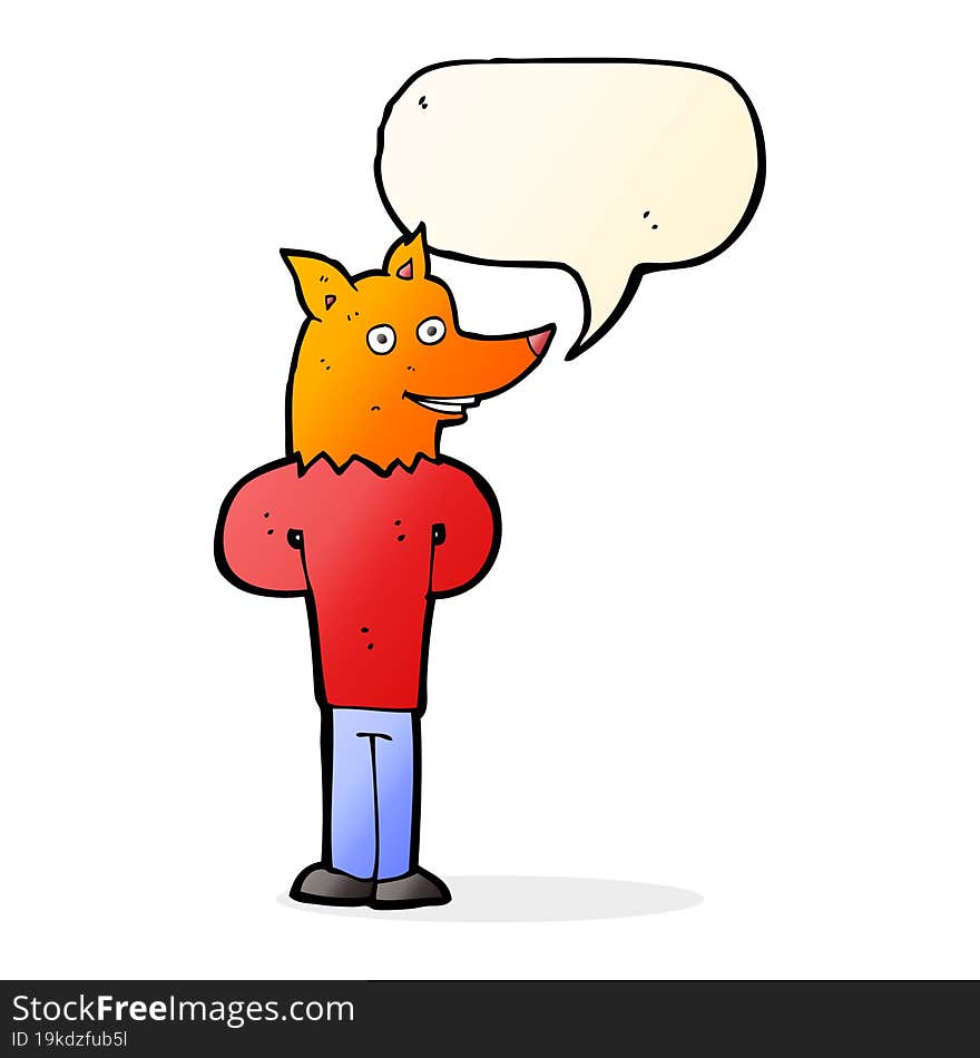 Cartoon Fox Man With Speech Bubble