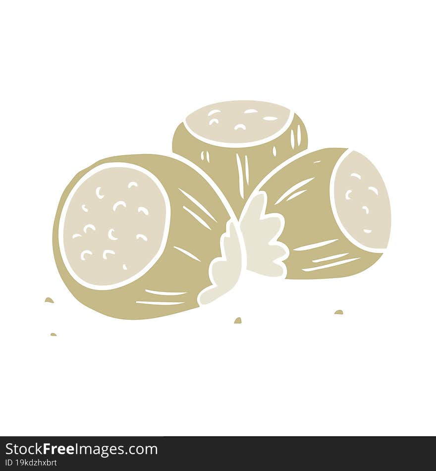 flat color style cartoon hazelnuts