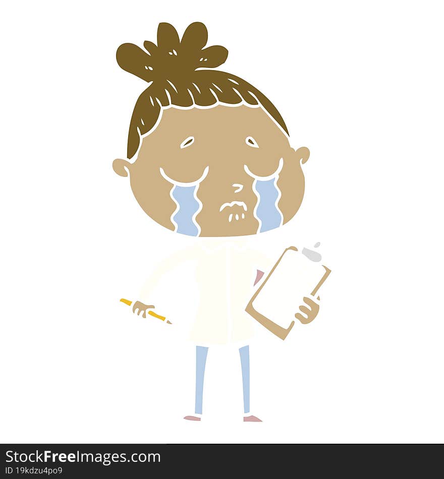 flat color style cartoon crying saleswoman