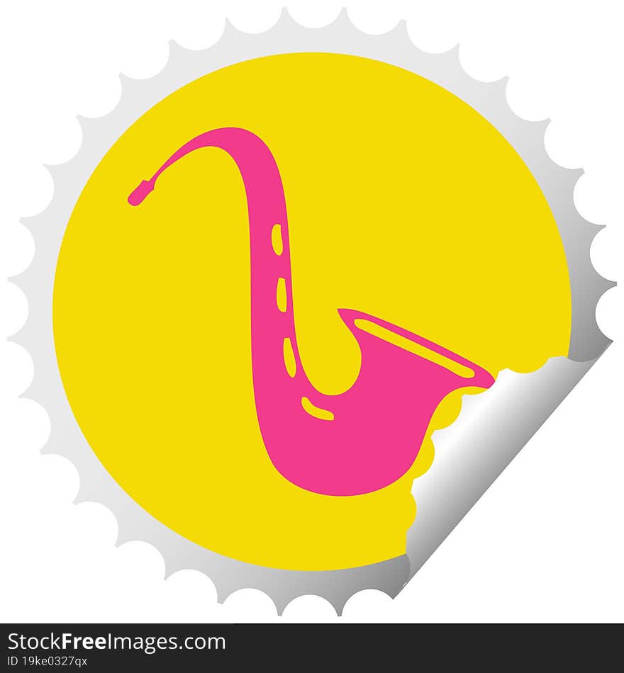 Circular Peeling Sticker Cartoon Musical Saxophone