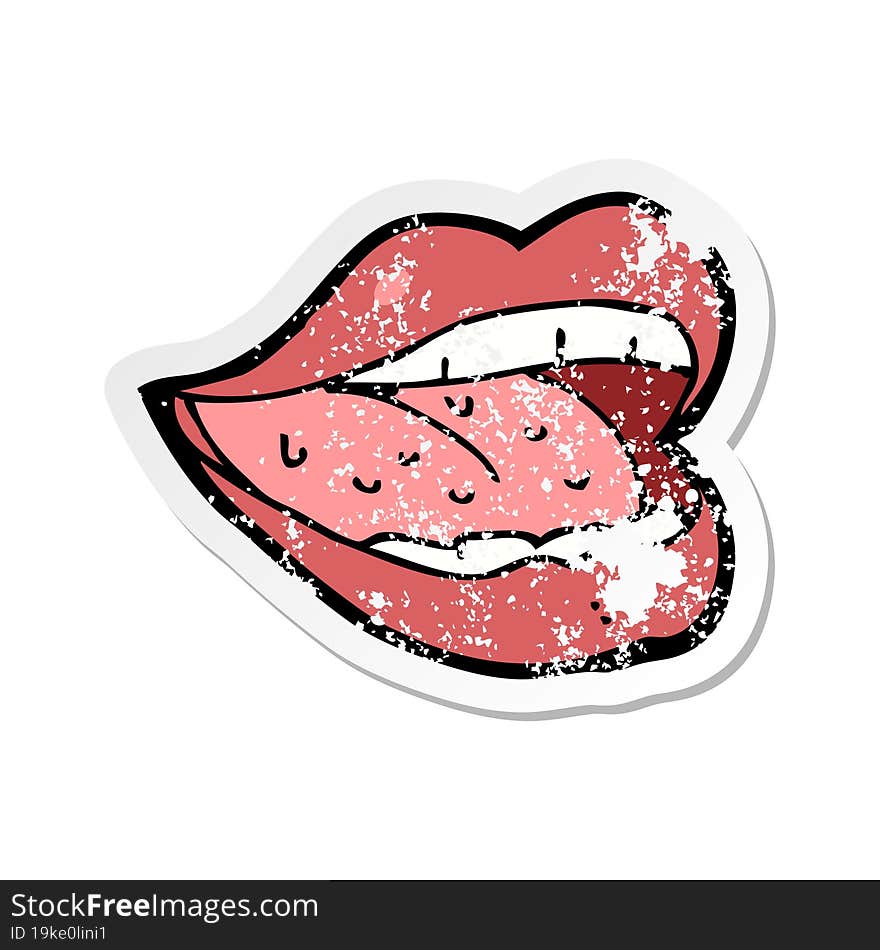 Retro Distressed Sticker Of A Cartoon Smiling Mouth