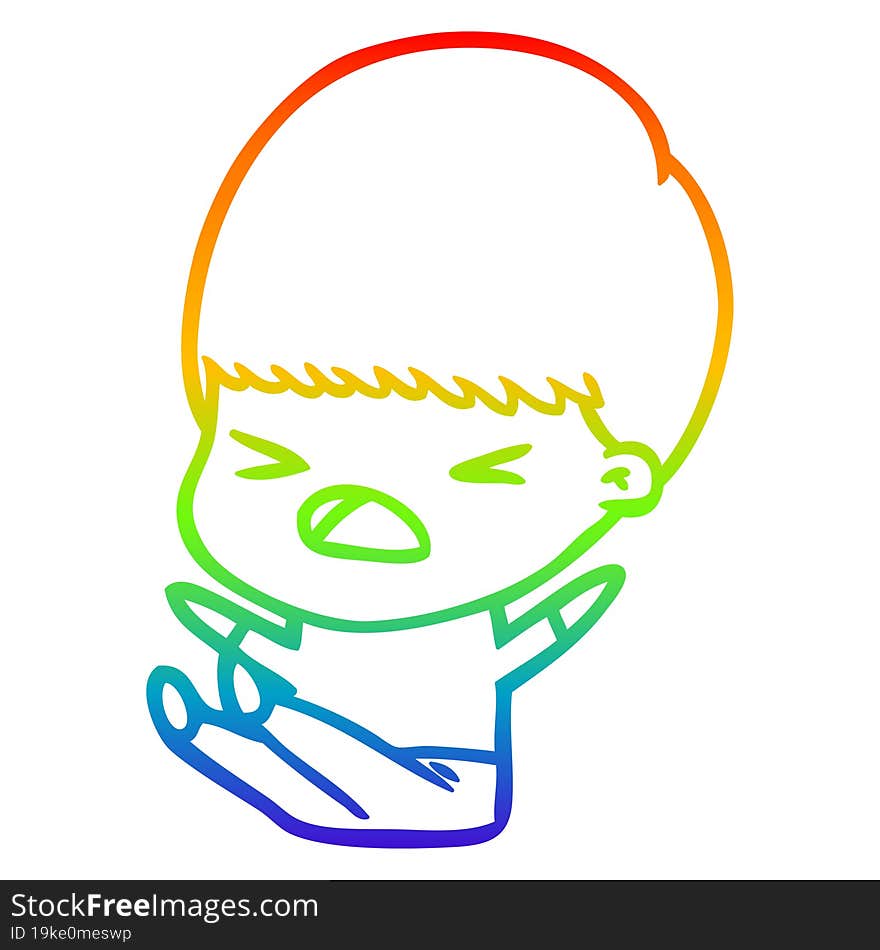 rainbow gradient line drawing cartoon stressed man