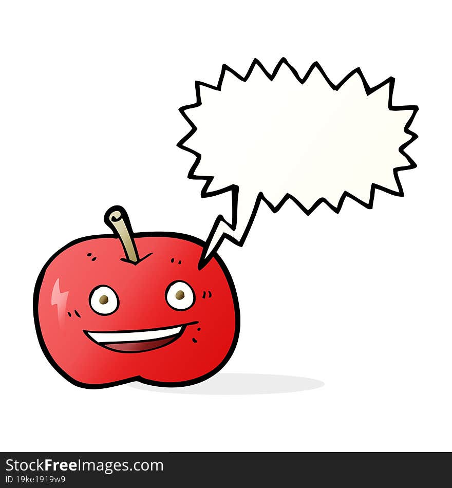 cartoon shiny apple with speech bubble