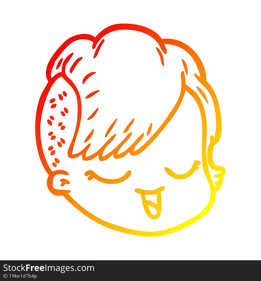 warm gradient line drawing cartoon female face