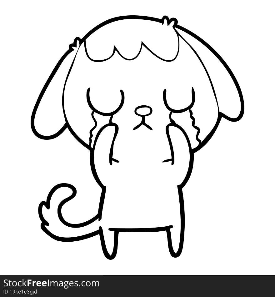 cute cartoon dog crying. cute cartoon dog crying