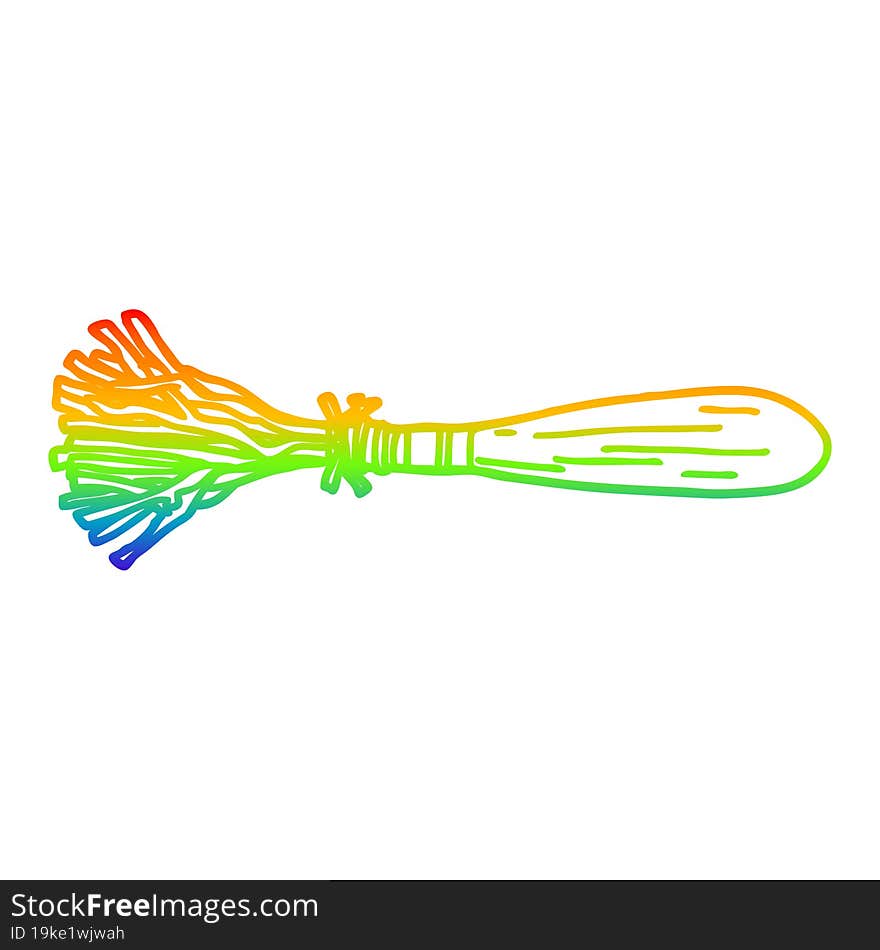 rainbow gradient line drawing of a cartoon magic broom