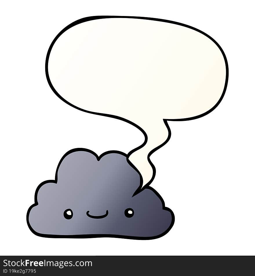 cute cartoon cloud and speech bubble in smooth gradient style