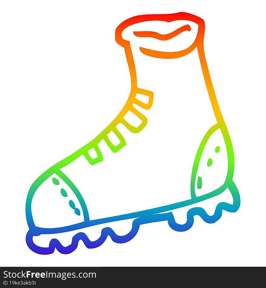 rainbow gradient line drawing cartoon walking boot