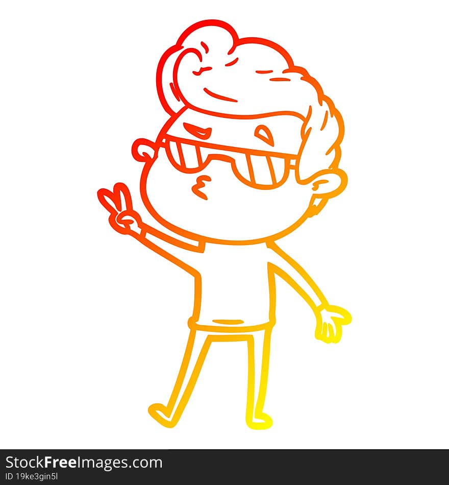 warm gradient line drawing cartoon cool guy