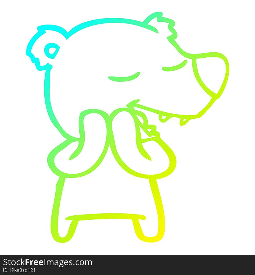 cold gradient line drawing cartoon polar bear