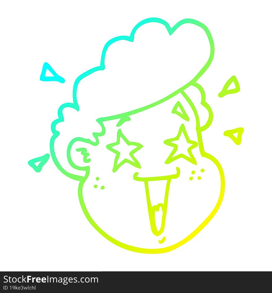 cold gradient line drawing cartoon happy face