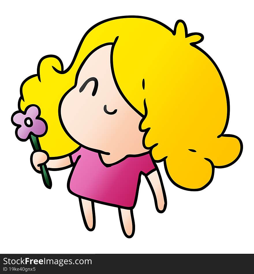 gradient cartoon illustration of a cute kawaii girl. gradient cartoon illustration of a cute kawaii girl