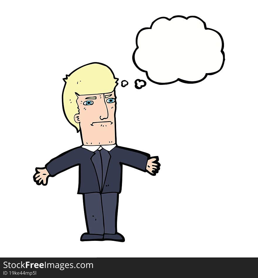 cartoon annoyed boss with thought bubble