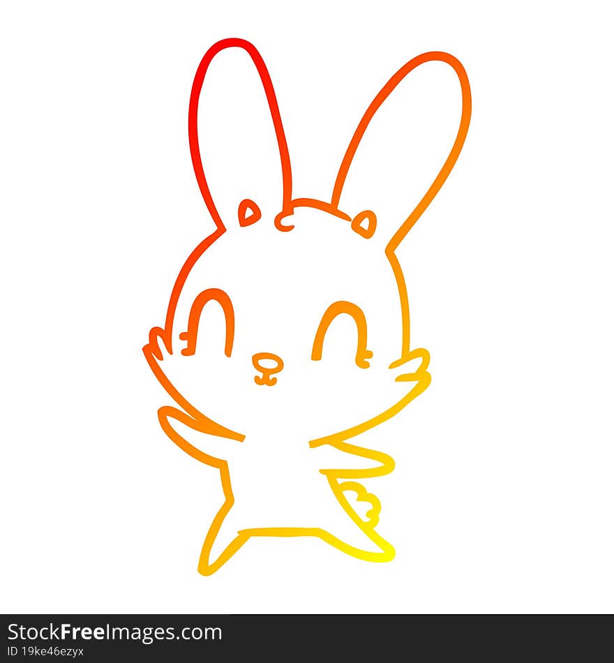 warm gradient line drawing cute cartoon rabbit dancing