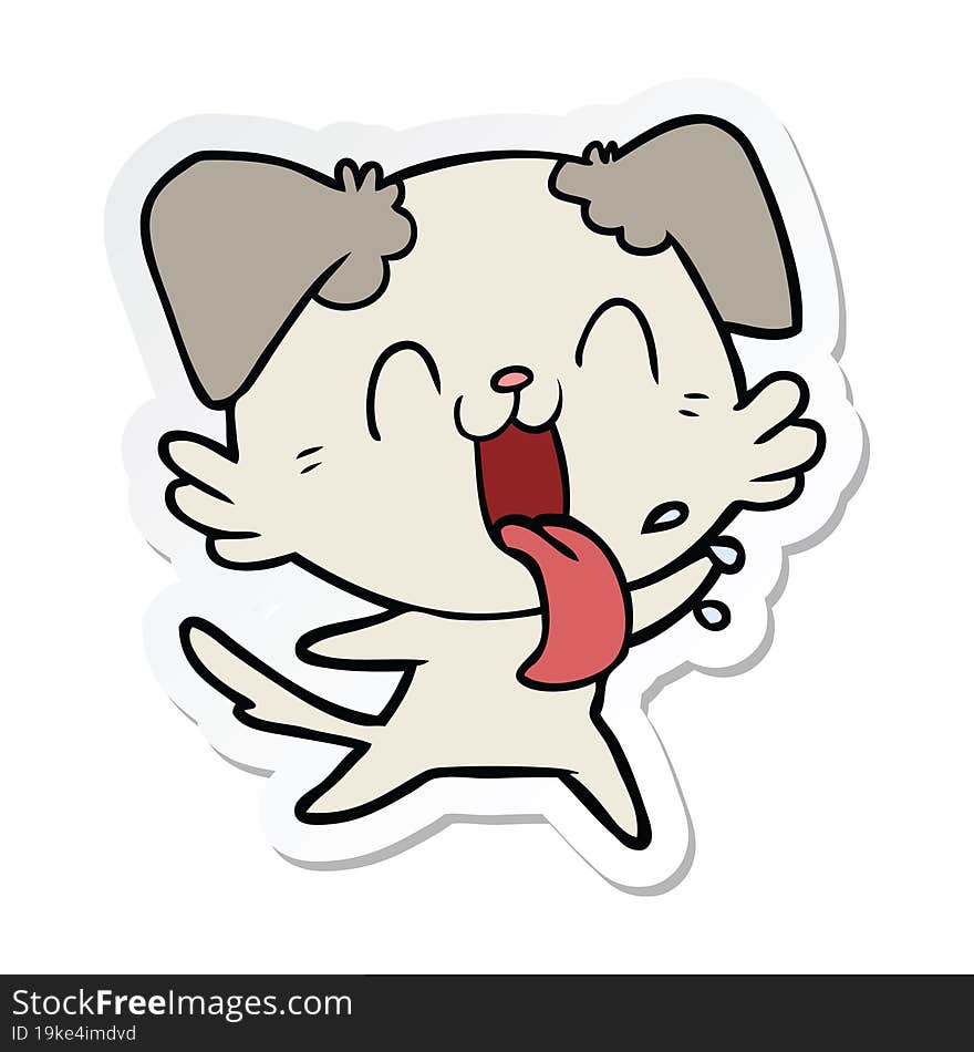 Sticker Of A Cartoon Panting Dog