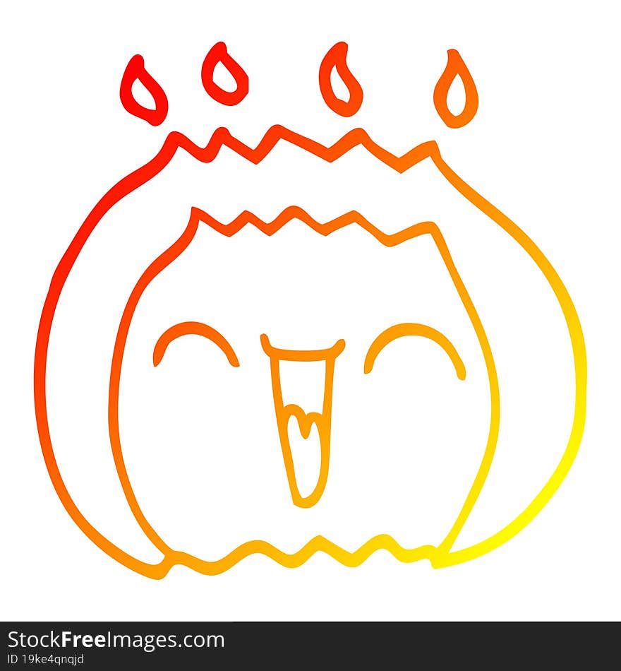 warm gradient line drawing of a cartoon laughing gas flame