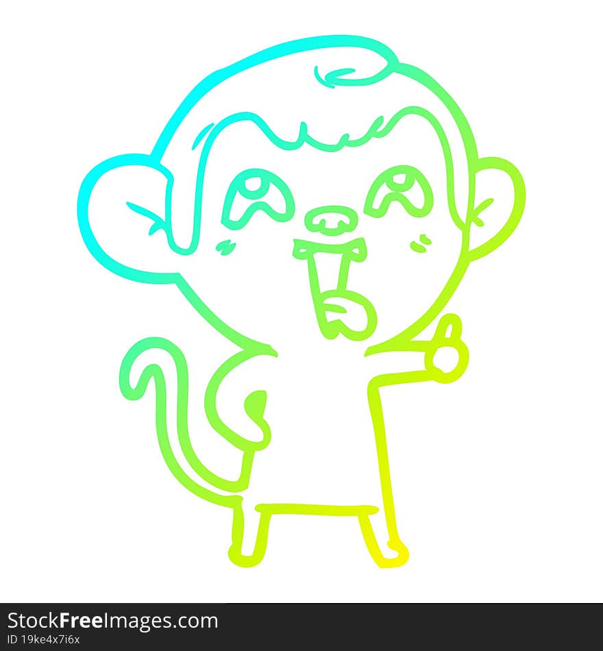 cold gradient line drawing crazy cartoon monkey