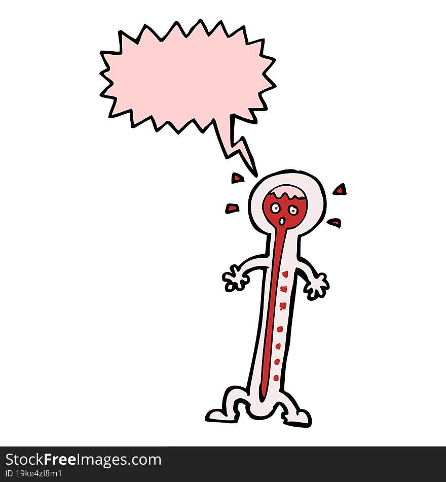 Cartoon Hot Thermometer With Speech Bubble