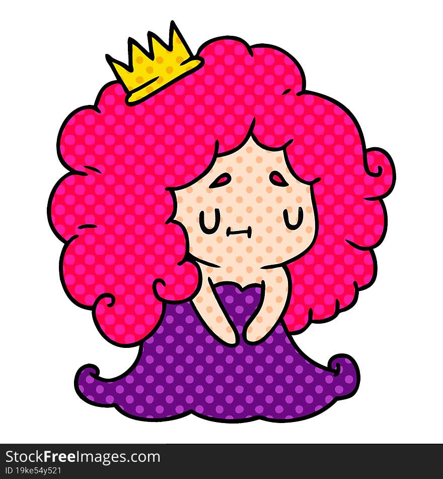 cartoon illustration of a cute kawaii princess girl. cartoon illustration of a cute kawaii princess girl