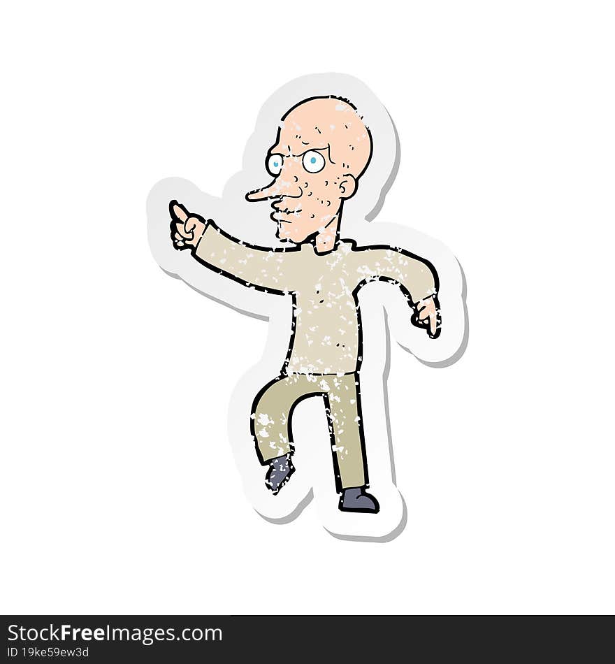 retro distressed sticker of a cartoon angry old man