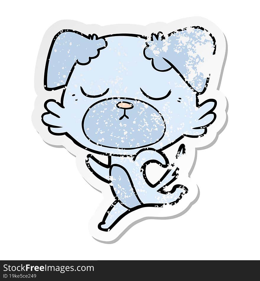 distressed sticker of a cute cartoon dog