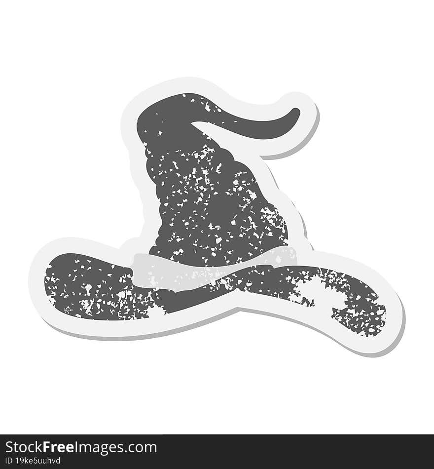 cartoon wizards hat grunge sticker