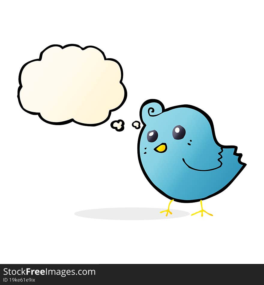 cartoon bird with thought bubble