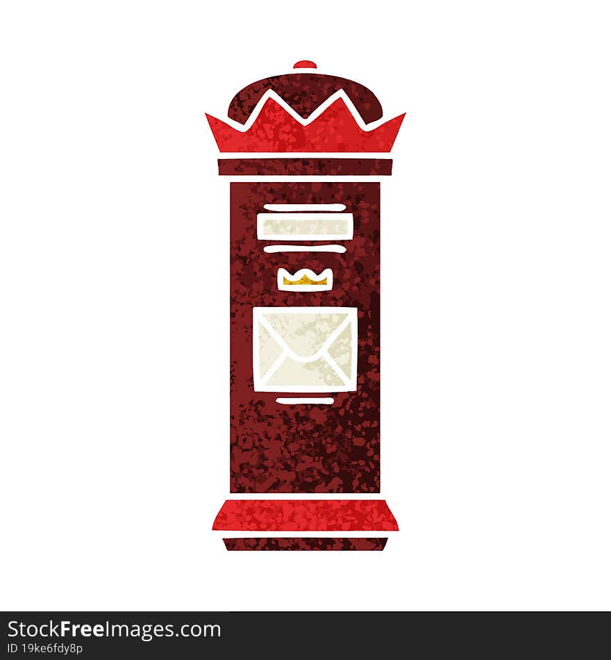 Retro Illustration Style Cartoon Post Box