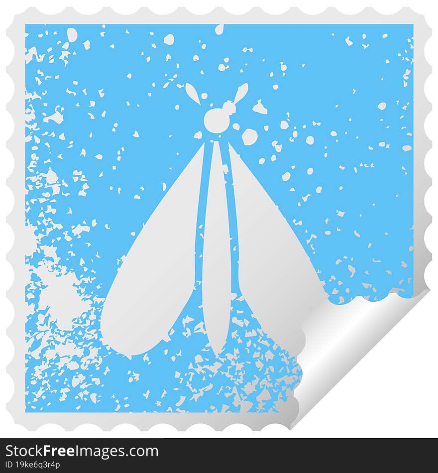 Distressed Square Peeling Sticker Symbol Moth Bug