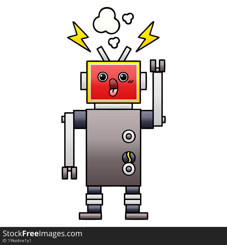 gradient shaded cartoon of a robot malfunction