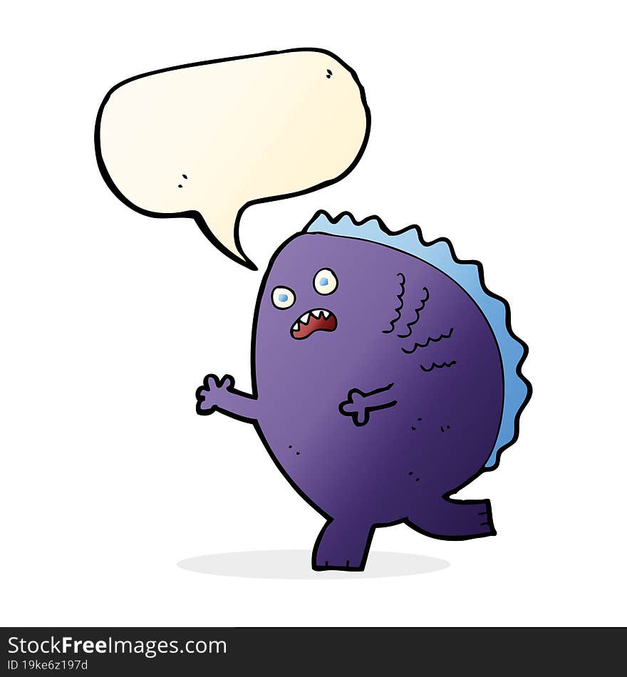 cartoon monster with speech bubble