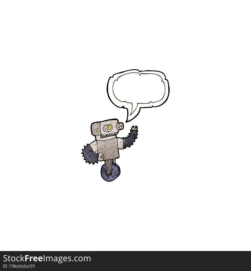 cartoon robot with speech bubble