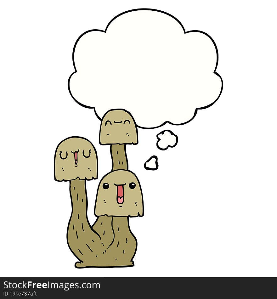 Cartoon Mushroom And Thought Bubble