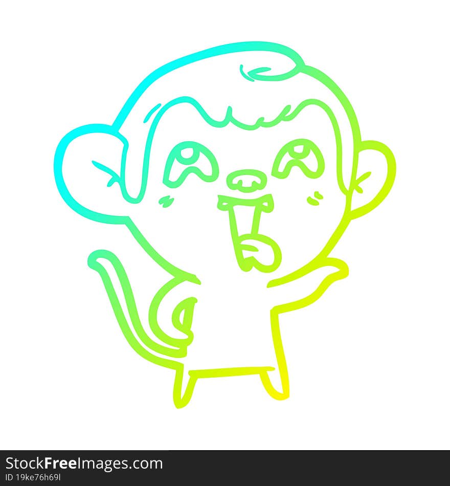 cold gradient line drawing crazy cartoon monkey